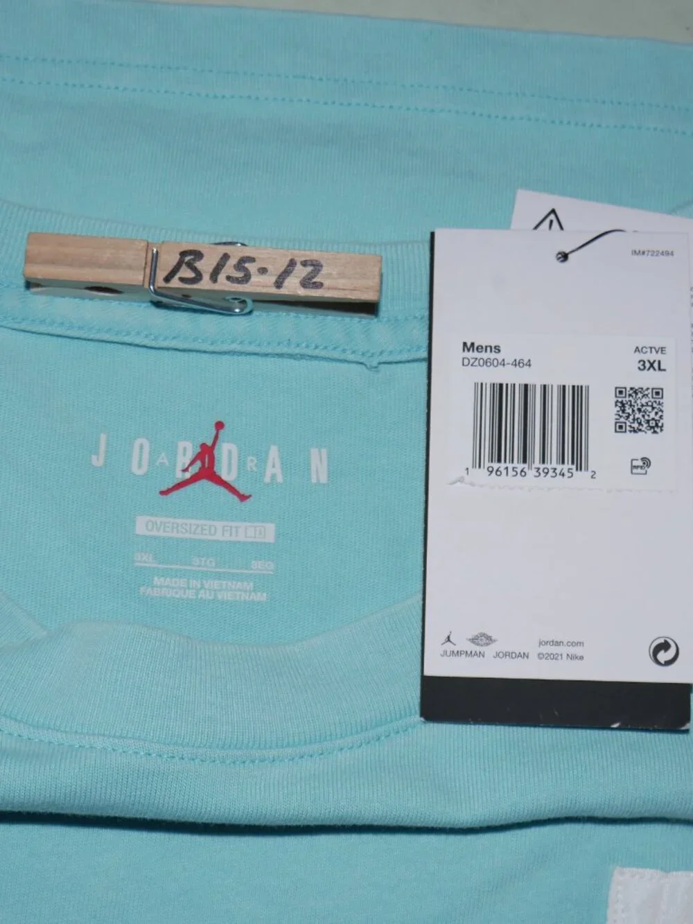 Jordan Flight Oversized Fit T-Shirt Men's Size 3XL Bleached Aqua Statement NWT
